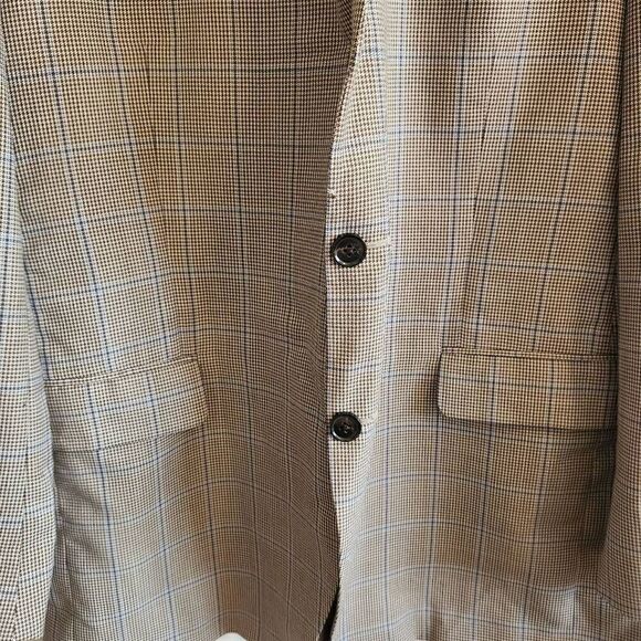 Peter Millar Sports Coat Jacket Mens 46T Wool Plaid Brown Blue - Picture 8 of 8